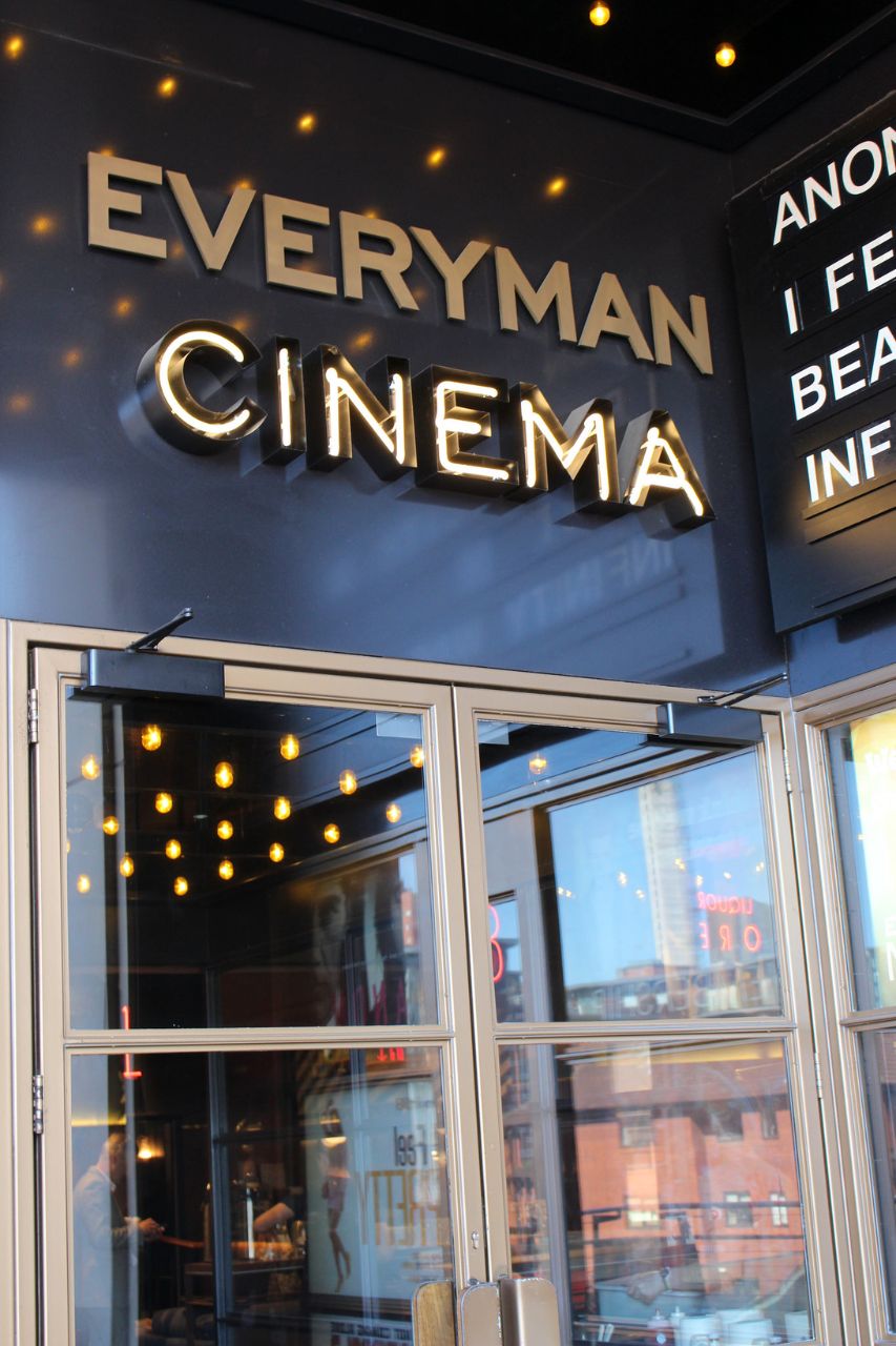 Cinema Entrance with the name above the door
