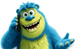 a furry creature on a mobile phone