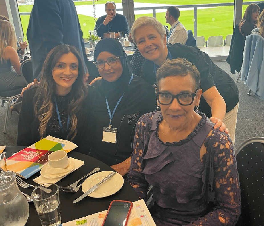 Emma Taylor and 3 members of the Social Work academy team - Aman, Halima and Alaine